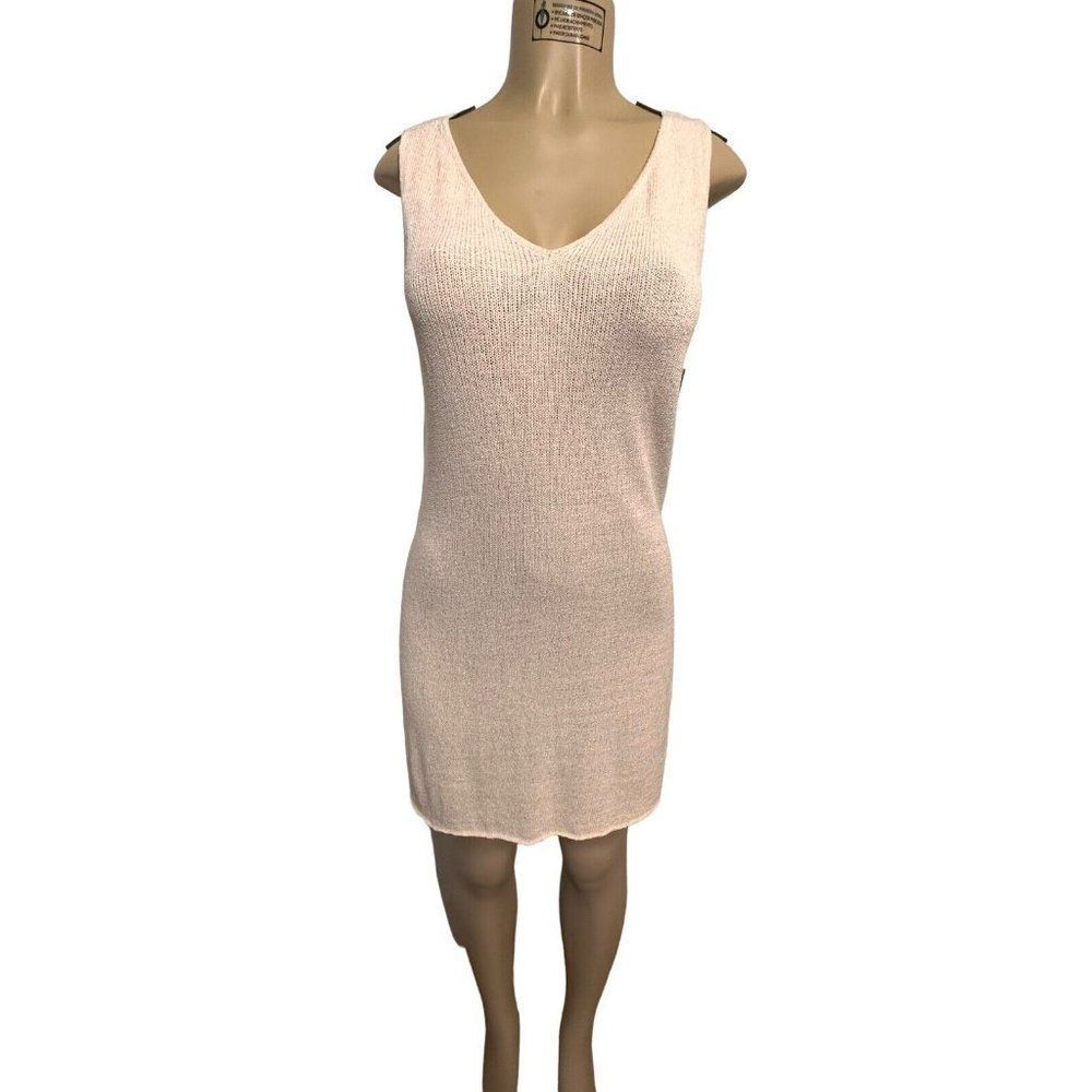 Ball Of Cotton Women's Asymmetrical Hem Knit White Polo Dress Black Size M #1156